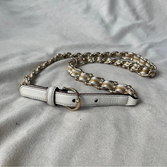Vintage Gucci White Leather and Gold Chain Belt 1980’s - Picture 1 of 8